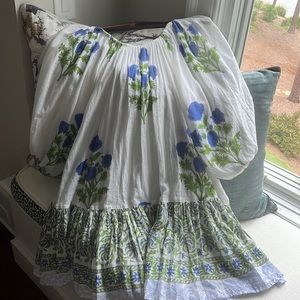 Juliet Dunn dress blue white floral one size fits all